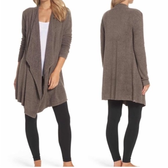 Barefoot Dreams Other - Barefoot Dreams Cozy Chic Lite Draped Cardigan Taupe